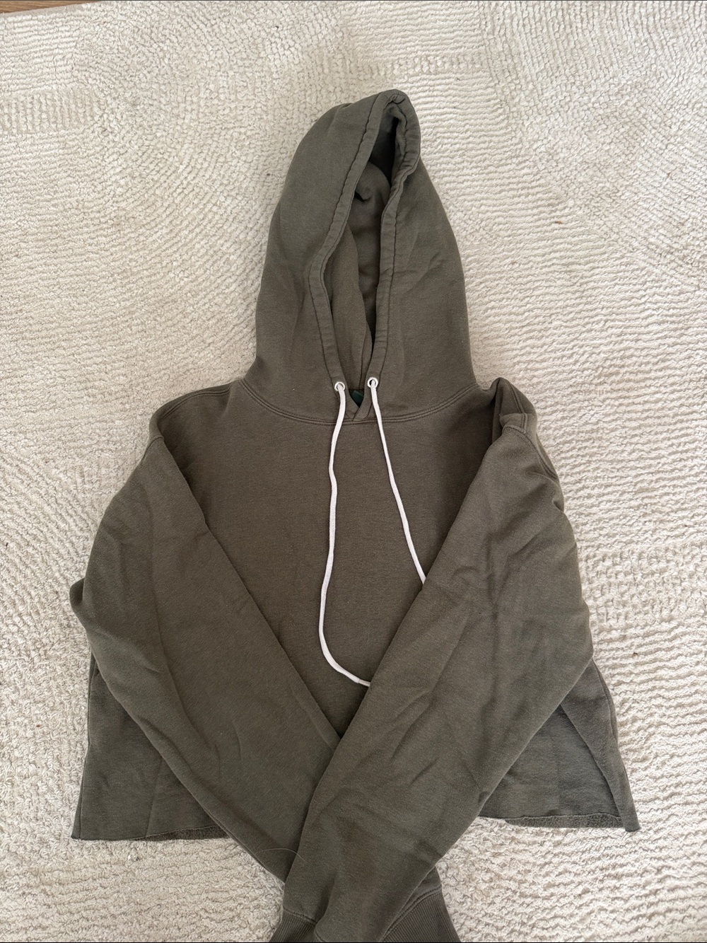 Olive Green Women's Pullover cropped Hoodie Sweater